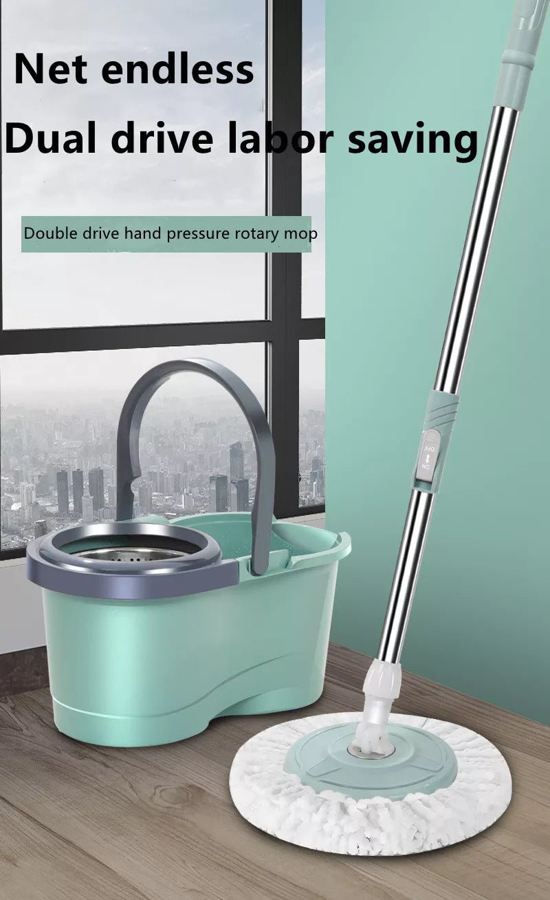 Hand-free Double Drive 360 Degree Rotation Squeeze Floor Cleaning Rotating Mops Bucket - InspiredGrabs.com