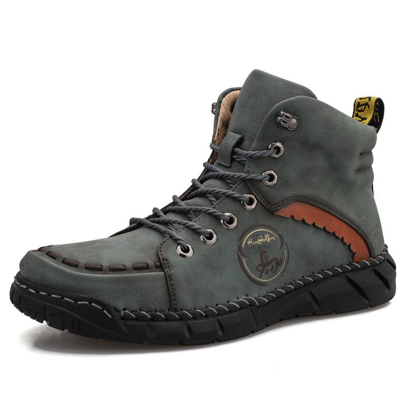 Hand-stitched Vintage Men's Leather Boots - InspiredGrabs.com