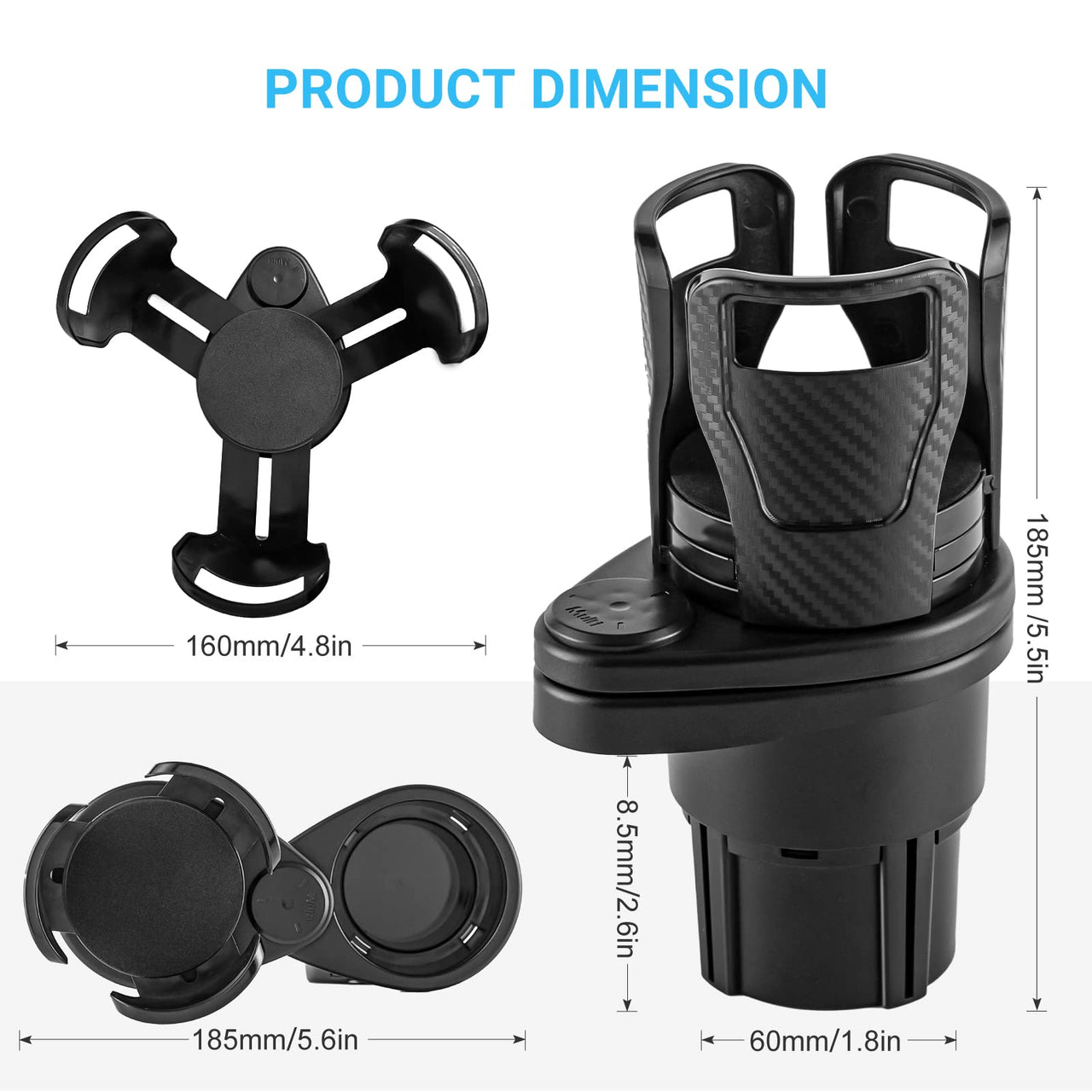 High-quality Car Drinking Bottle Holder 360 Degrees Rotatable Water Cup Holder Sunglasses Phone Organizer Storage Car Interior Accessories - InspiredGrabs.com