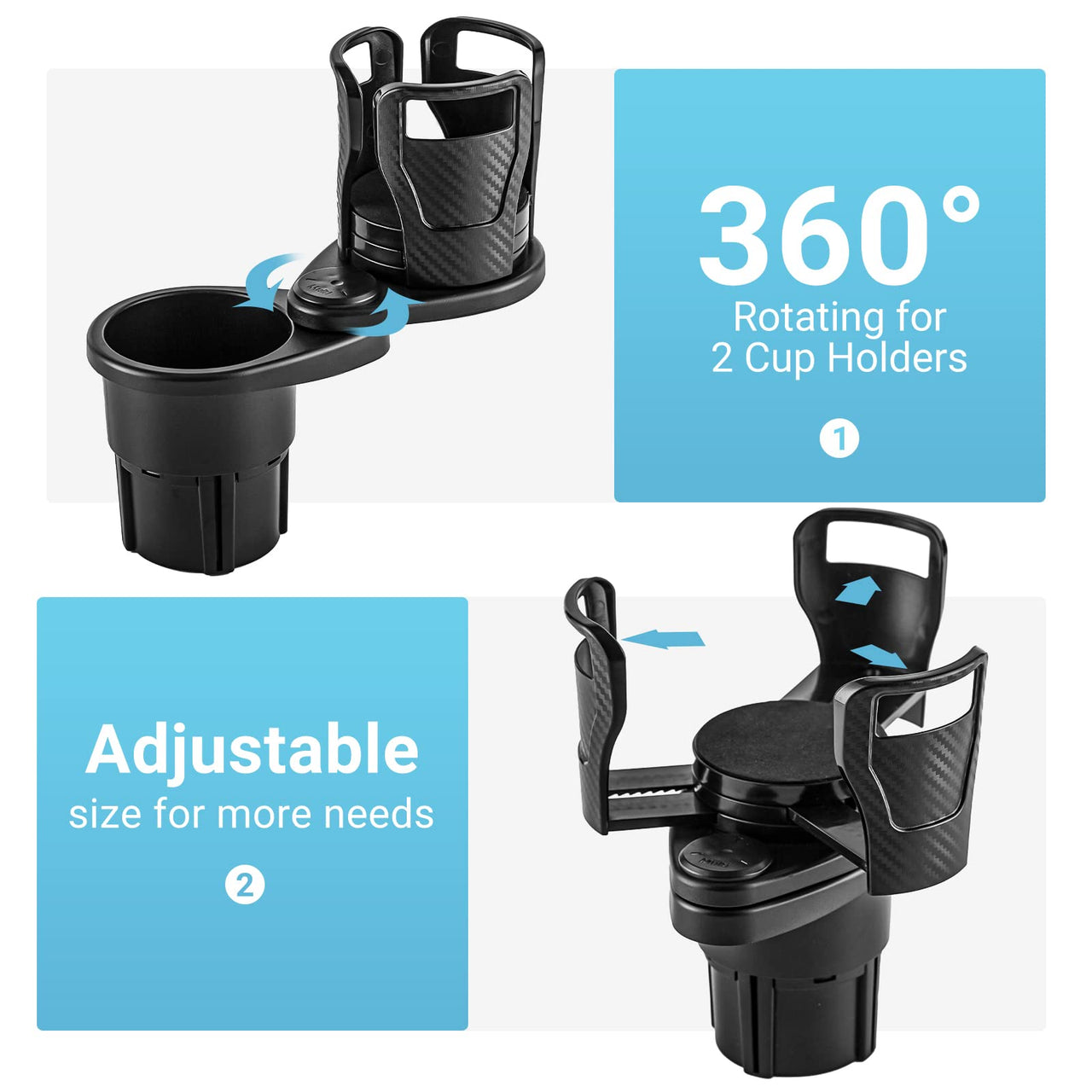 High-quality Car Drinking Bottle Holder 360 Degrees Rotatable Water Cup Holder Sunglasses Phone Organizer Storage Car Interior Accessories - InspiredGrabs.com