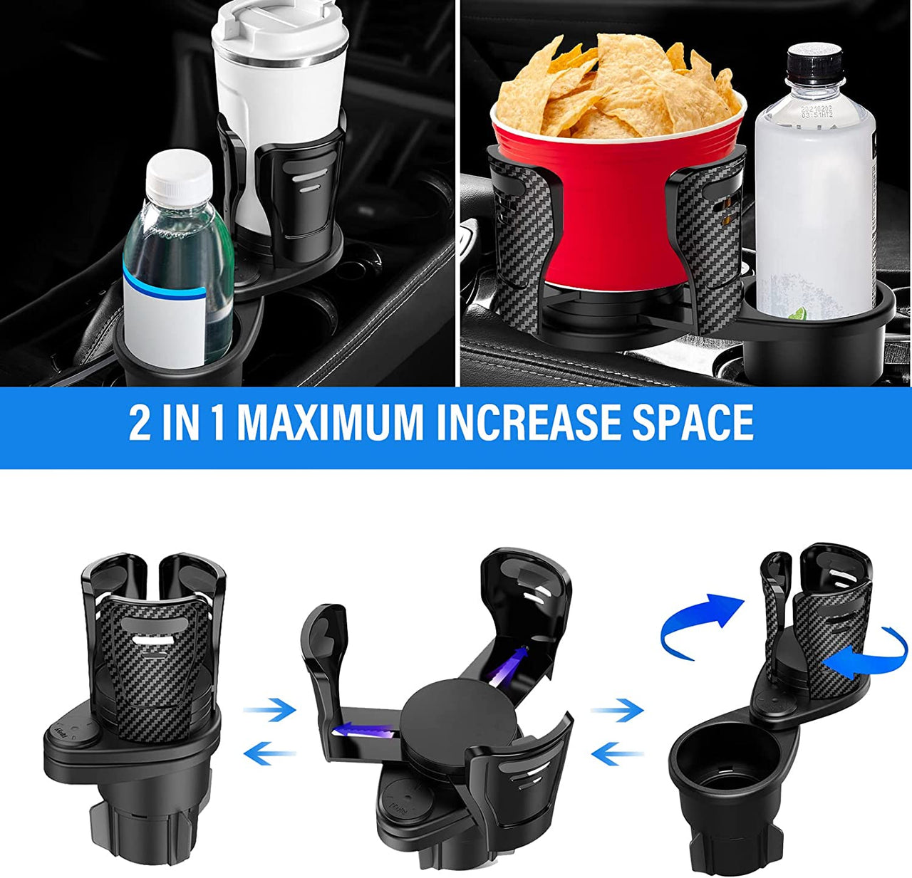 High-quality Car Drinking Bottle Holder 360 Degrees Rotatable Water Cup Holder Sunglasses Phone Organizer Storage Car Interior Accessories - InspiredGrabs.com