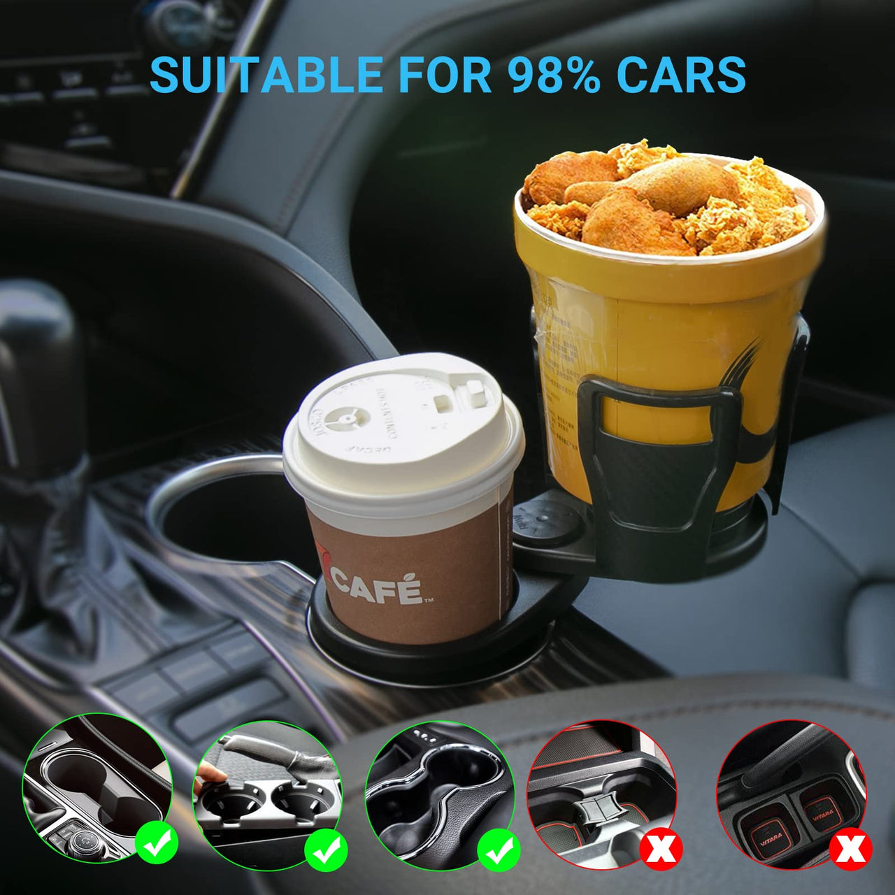 High-quality Car Drinking Bottle Holder 360 Degrees Rotatable Water Cup Holder Sunglasses Phone Organizer Storage Car Interior Accessories - InspiredGrabs.com