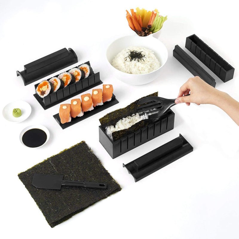 High-quality Plastic Manual Sushi Making Tool Kit with 5 Sushi Roll Molds - InspiredGrabs.com