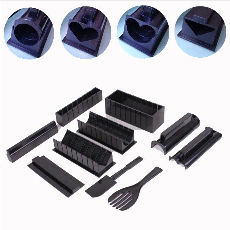 High-quality Plastic Manual Sushi Making Tool Kit with 5 Sushi Roll Molds - InspiredGrabs.com