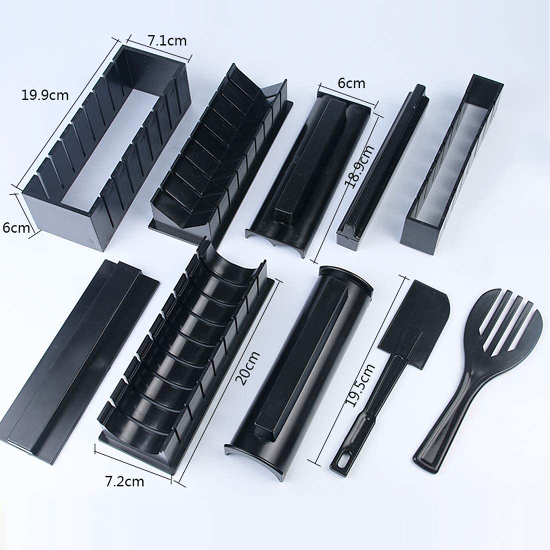 High-quality Plastic Manual Sushi Making Tool Kit with 5 Sushi Roll Molds - InspiredGrabs.com