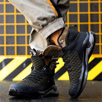 Thumbnail for High-top Safety Shoes Construction Protective Footwear Men Steel Toe Shoes Breathable Hiking Boots Puncture Proof Work Boots - InspiredGrabs.com