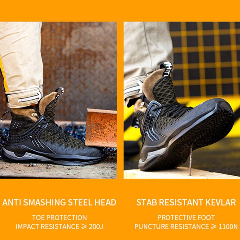 High-top Safety Shoes Construction Protective Footwear Men Steel Toe Shoes Breathable Hiking Boots Puncture Proof Work Boots - InspiredGrabs.com