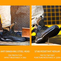 Thumbnail for High-top Safety Shoes Construction Protective Footwear Men Steel Toe Shoes Breathable Hiking Boots Puncture Proof Work Boots - InspiredGrabs.com