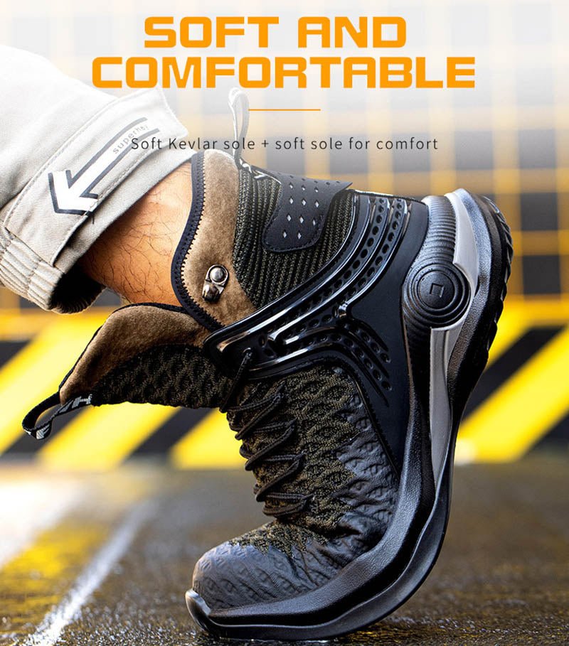 High-top Safety Shoes Construction Protective Footwear Men Steel Toe Shoes Breathable Hiking Boots Puncture Proof Work Boots - InspiredGrabs.com