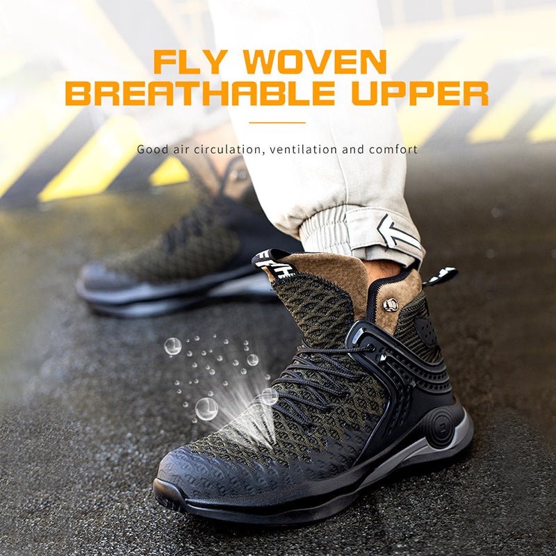 High-top Safety Shoes Construction Protective Footwear Men Steel Toe Shoes Breathable Hiking Boots Puncture Proof Work Boots - InspiredGrabs.com