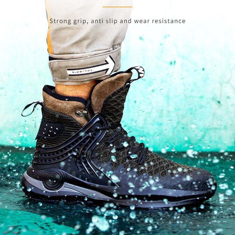 High-top Safety Shoes Construction Protective Footwear Men Steel Toe Shoes Breathable Hiking Boots Puncture Proof Work Boots - InspiredGrabs.com