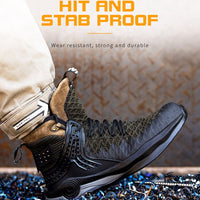 Thumbnail for High-top Safety Shoes Construction Protective Footwear Men Steel Toe Shoes Breathable Hiking Boots Puncture Proof Work Boots - InspiredGrabs.com