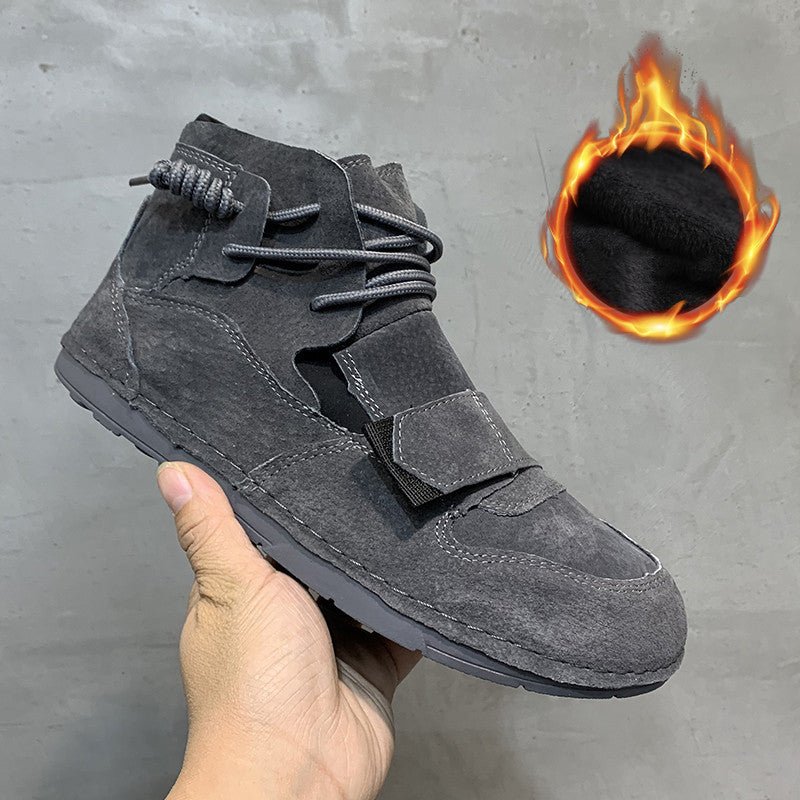 High Top Trendy Men Leather Velcro Shoes - InspiredGrabs.com