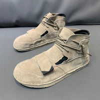 Thumbnail for High Top Trendy Men Leather Velcro Shoes - InspiredGrabs.com