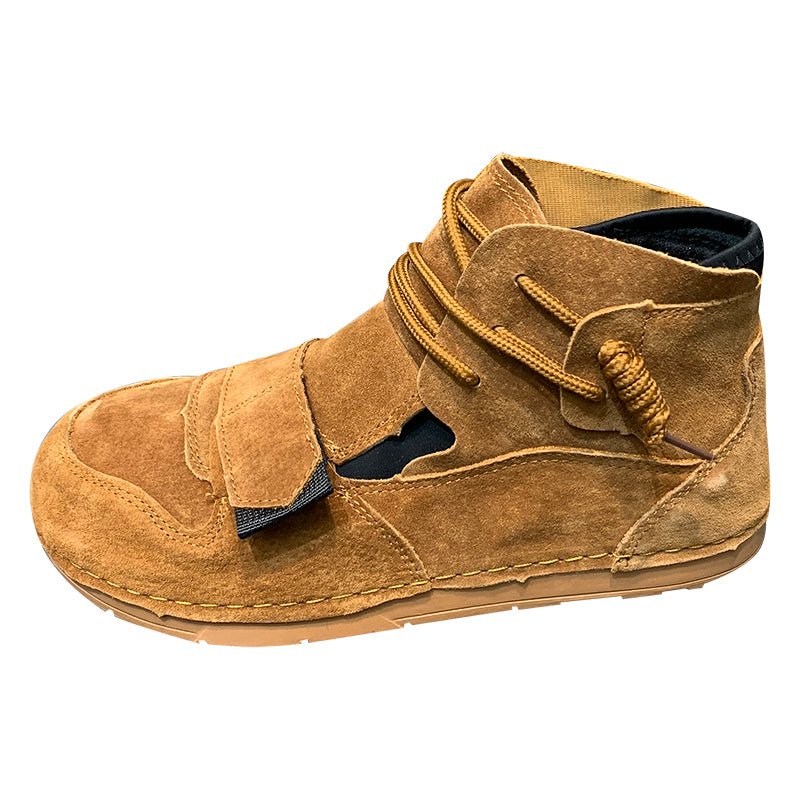 High Top Trendy Men Leather Velcro Shoes - InspiredGrabs.com