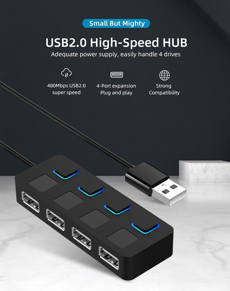 HUB Multi-USB Splitter 4-Port Extender - InspiredGrabs.com