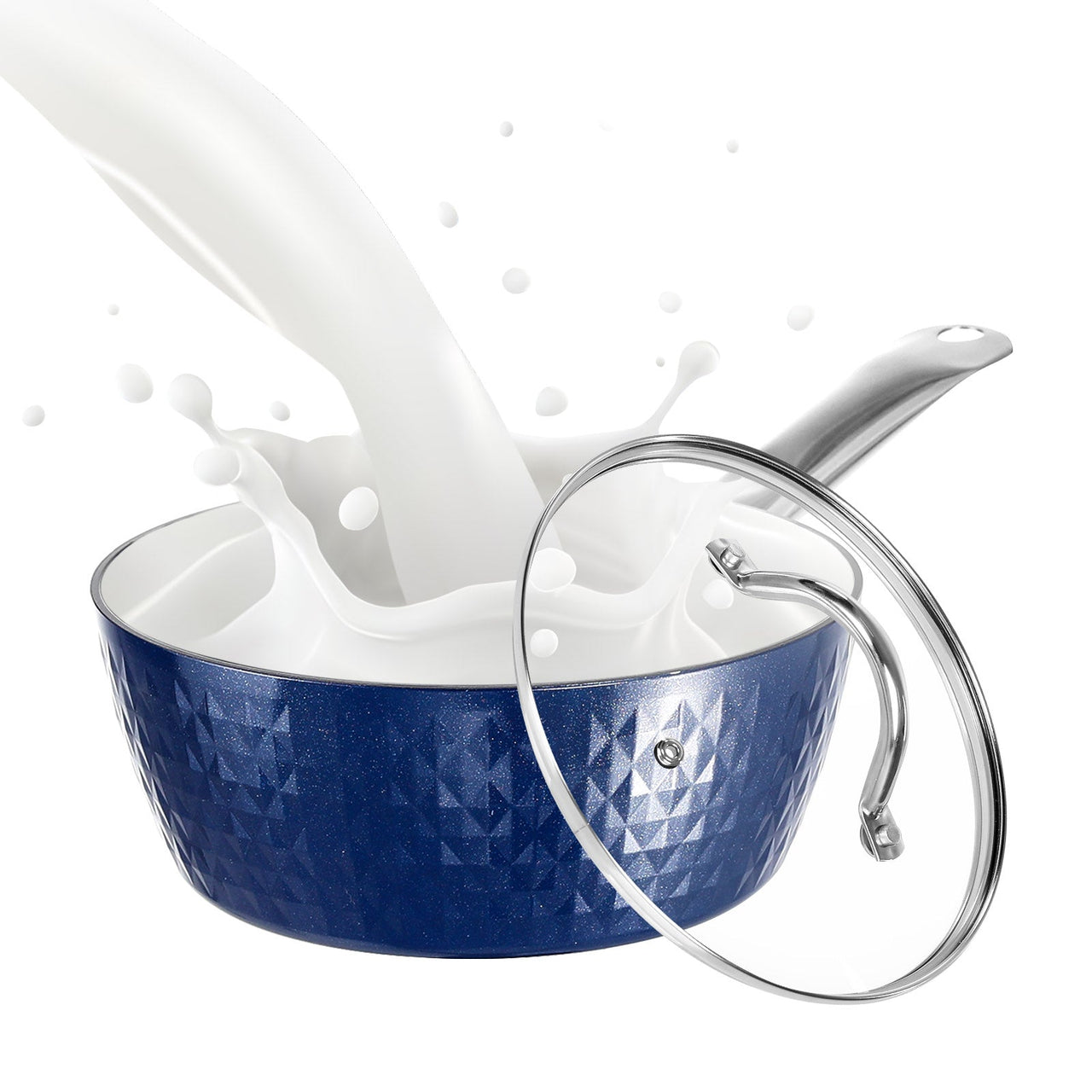 Induction Saucepan with Lid, 18cm 1.5L Milk Pan Nonstick Saucepan, Aluminum Ceramic Coating Cooking Pot - PFOA Free with Stainless Steel Handle, Suitable for All Hobs Types - InspiredGrabs.com