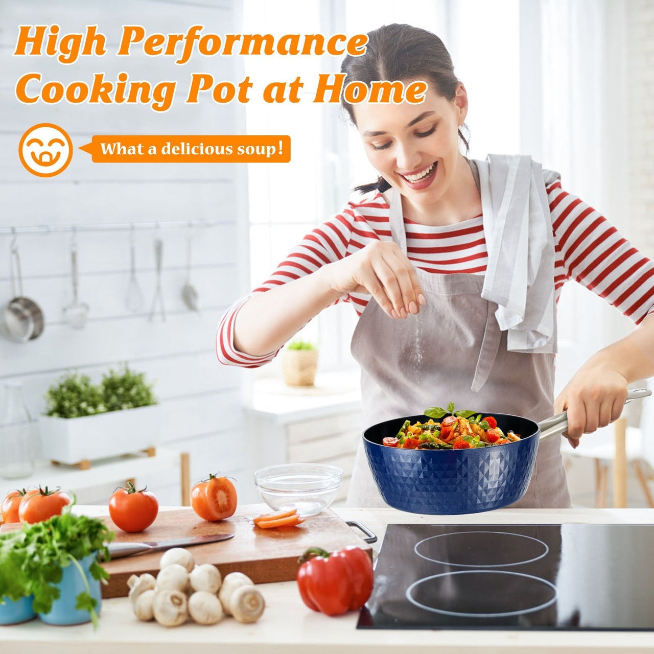 Induction Saucepan with Lid, 18cm 1.5L Milk Pan Nonstick Saucepan, Aluminum Ceramic Coating Cooking Pot - PFOA Free with Stainless Steel Handle, Suitable for All Hobs Types - InspiredGrabs.com