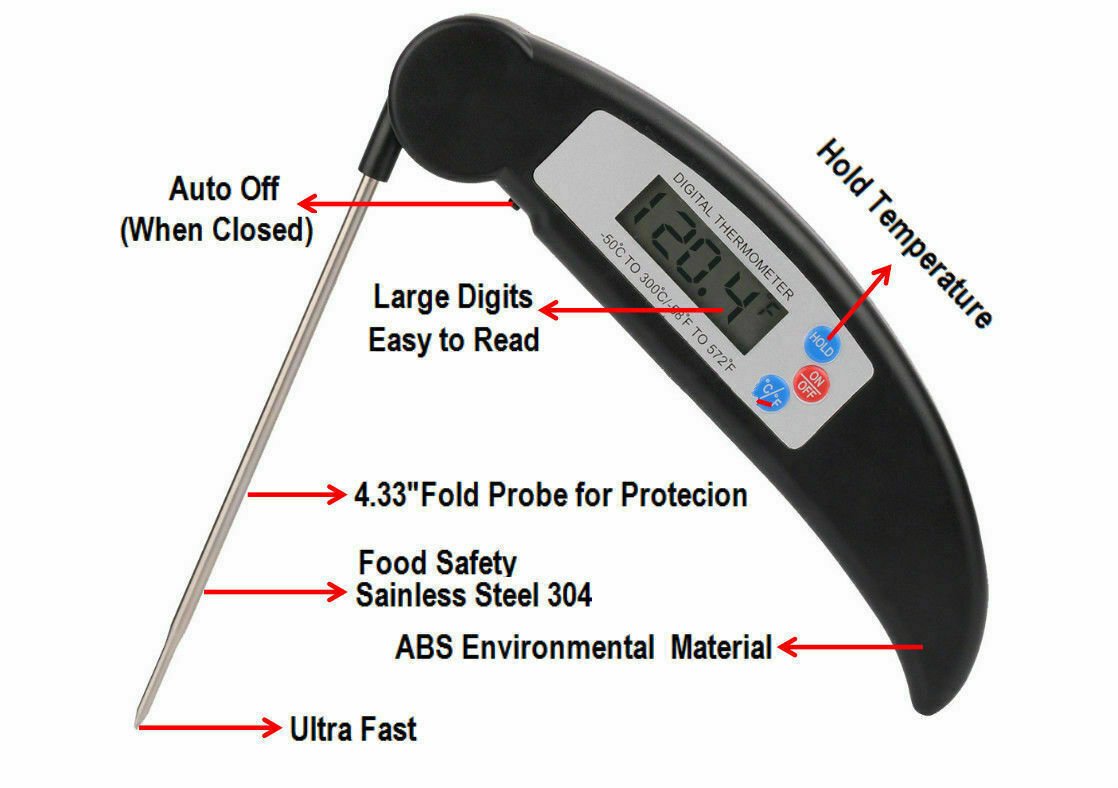 Instant-read Meat Thermometer Digital Electronic Food Temp Kitchen Cooking Grill - InspiredGrabs.com