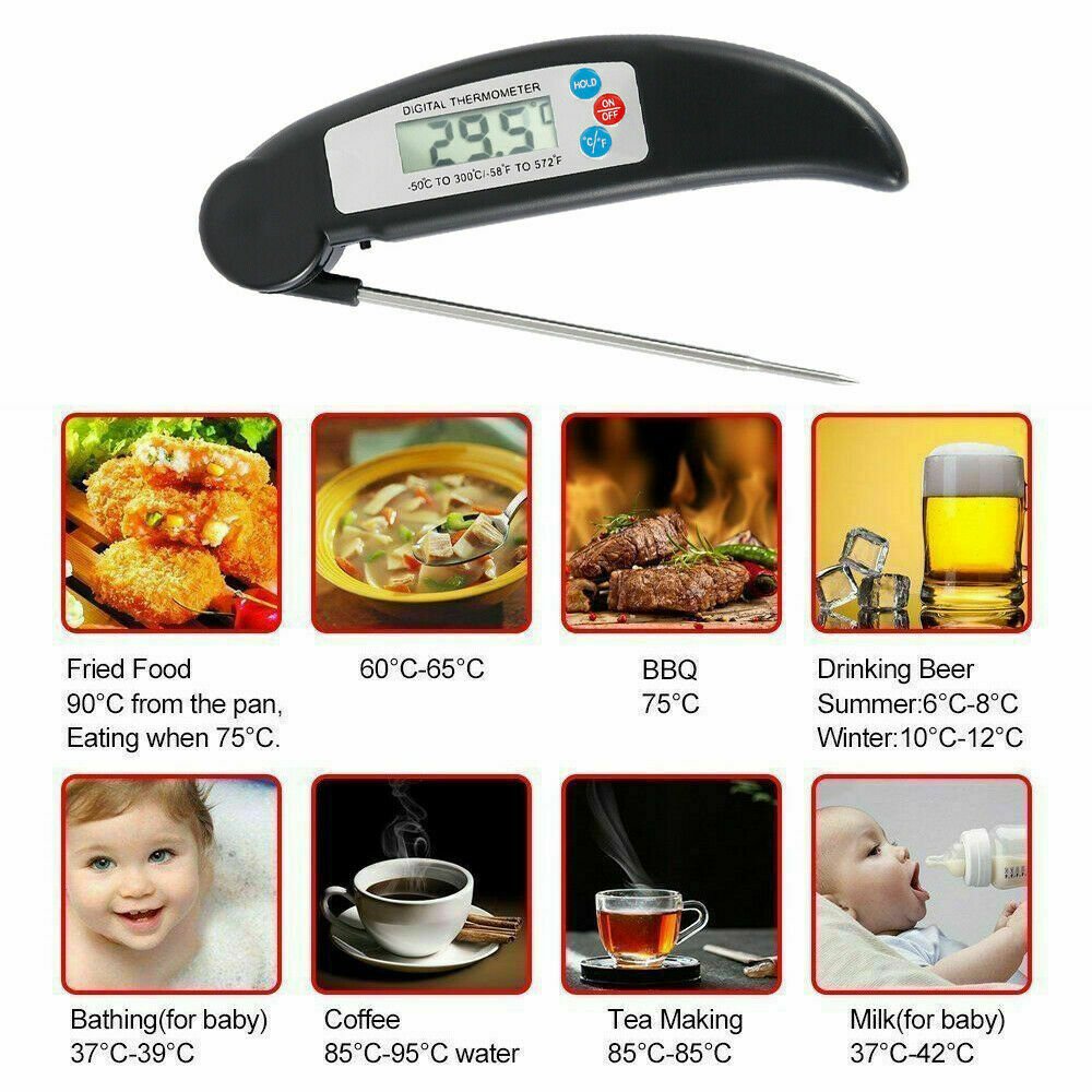 Instant-read Meat Thermometer Digital Electronic Food Temp Kitchen Cooking Grill - InspiredGrabs.com