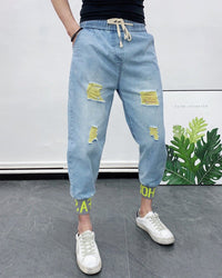 Thumbnail for Introducing Cutting-edge Men's Jeans with Fashionable Distressed Details - InspiredGrabs.com