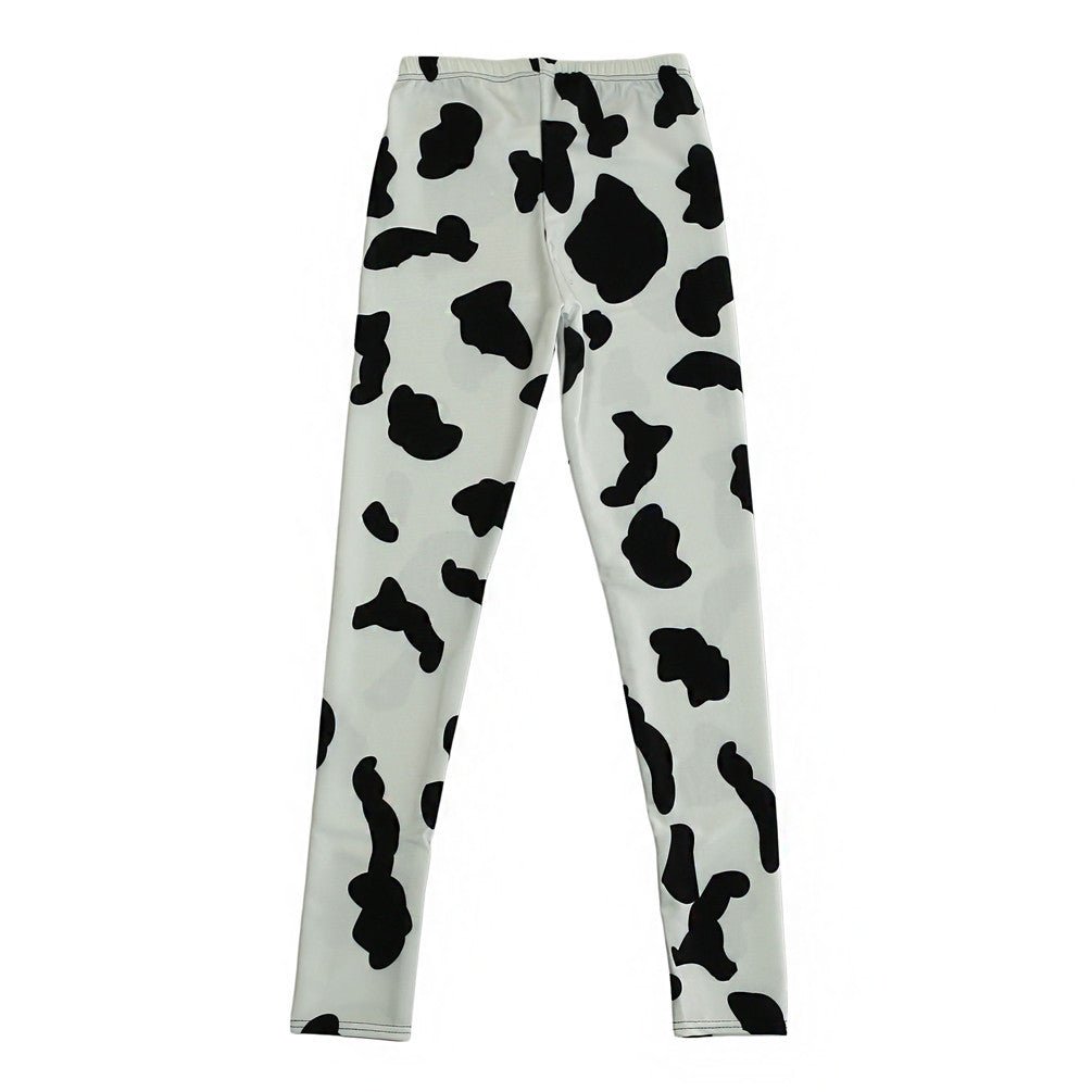 Introducing our sleek and stylish Cow Black Spot Tight Leggings - InspiredGrabs.com