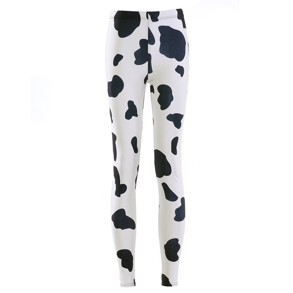 Introducing our sleek and stylish Cow Black Spot Tight Leggings - InspiredGrabs.com