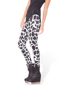 Thumbnail for Introducing our sleek and stylish Cow Black Spot Tight Leggings - InspiredGrabs.com