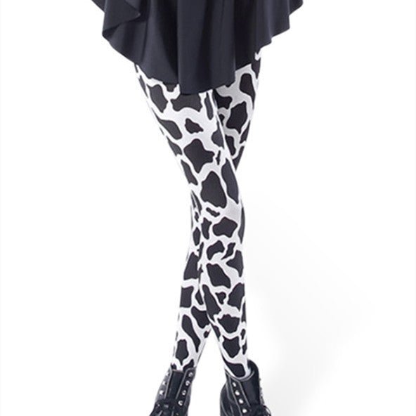 Introducing our sleek and stylish Cow Black Spot Tight Leggings - InspiredGrabs.com