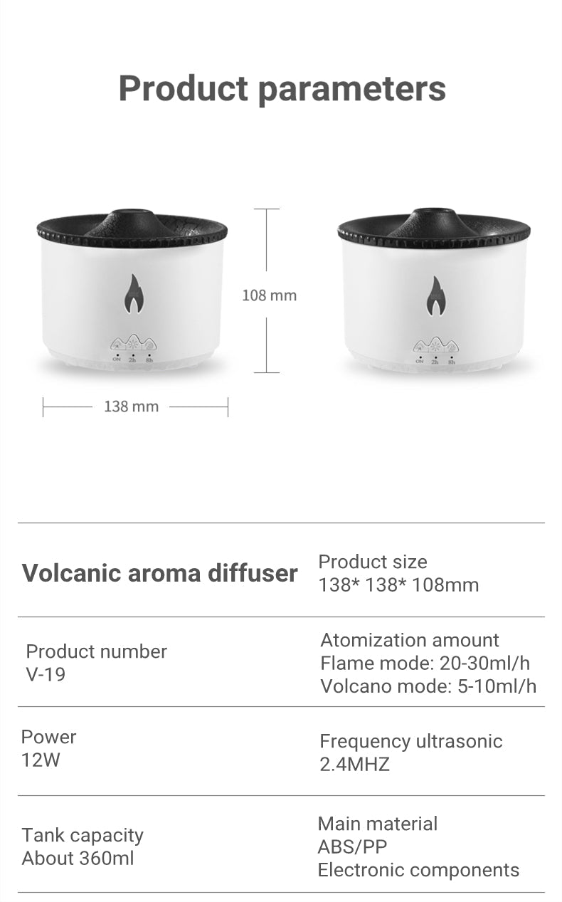 2022 New Creative Ultrasonic Essential Oil Humidifier Volcano Aromatherapy Machine Spray Jellyfish Air Flame Humidifier Diffuser - InspiredGrabs.com