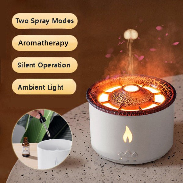 2022 New Creative Ultrasonic Essential Oil Humidifier Volcano Aromatherapy Machine Spray Jellyfish Air Flame Humidifier Diffuser - InspiredGrabs.com