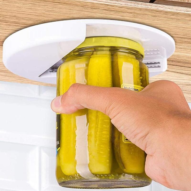 Creative Can Opener Under the Cabinet Self-adhesive Jar Bottle Opener Top Lid Remover Wet Grip Jar Opener EZ Jar Opener Weak Single Hand under Cabinet Counter Lid Opener - InspiredGrabs.com