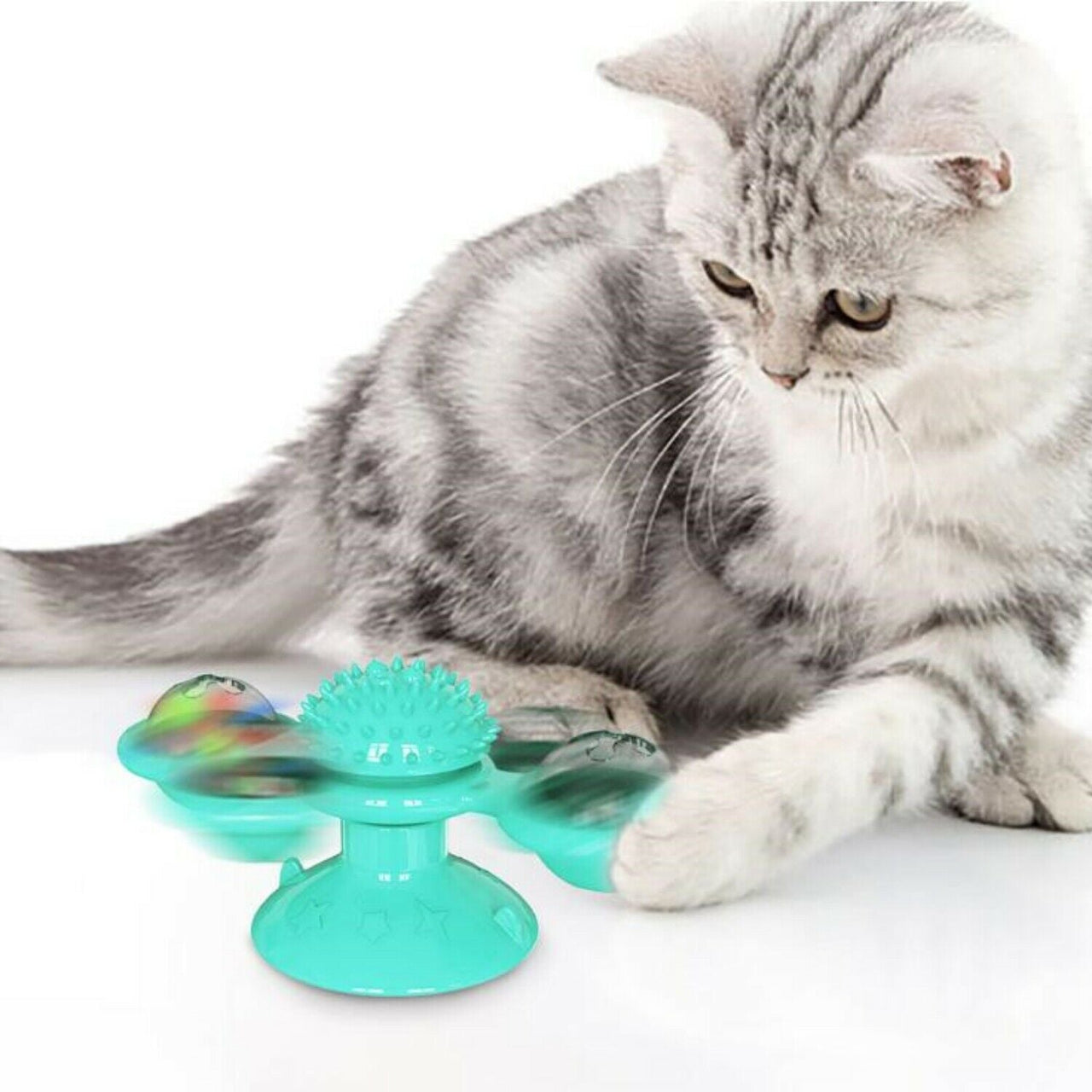 New Windmill Cat Toys Fidget Spinner for Kitten with LED and Catnip Ball - InspiredGrabs.com