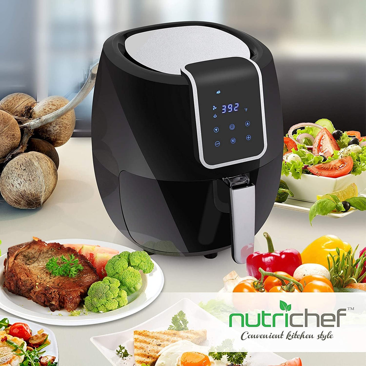 7QT Digital Air Fryer Non Stick Fry Basket Electric Oilless Kitchen Hot Air Frying Convection Multi Cooker - InspiredGrabs.com