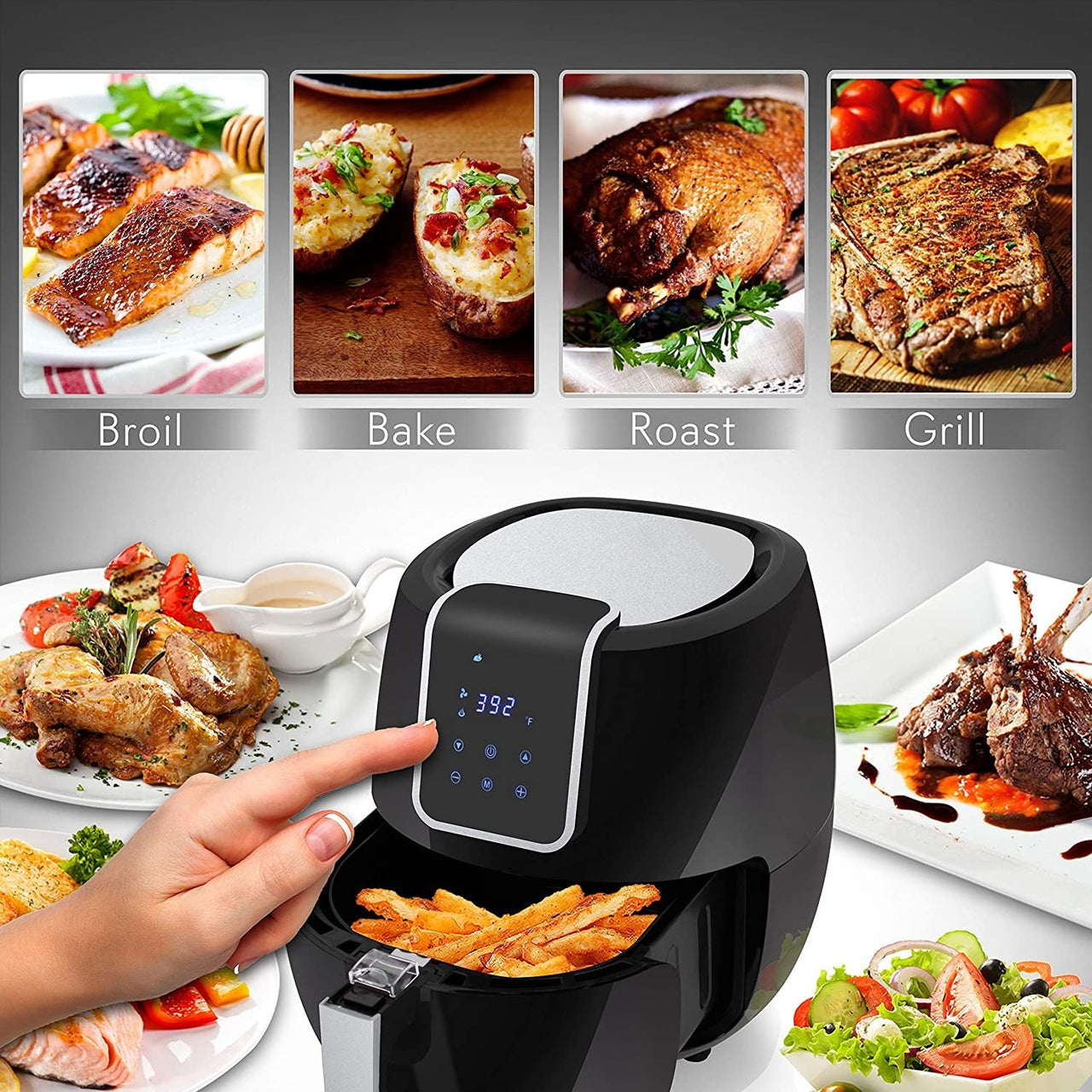 7QT Digital Air Fryer Non Stick Fry Basket Electric Oilless Kitchen Hot Air Frying Convection Multi Cooker - InspiredGrabs.com