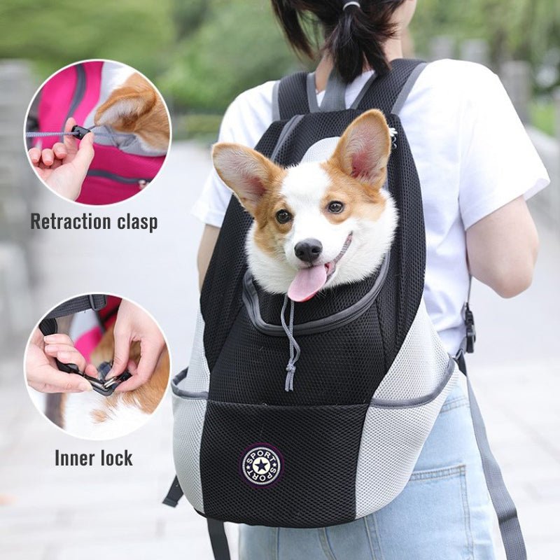 Pet Dog Carrier Bag Carrier for Dogs Backpack Out Double Shoulder Portable Travel Backpack Outdoor Pet Dog Carrier Bag Mesh - InspiredGrabs.com