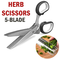 Thumbnail for Herb Scissors Set with 5 Blades and Cover - Multipurpose Kitchen Chopping Shear - InspiredGrabs.com