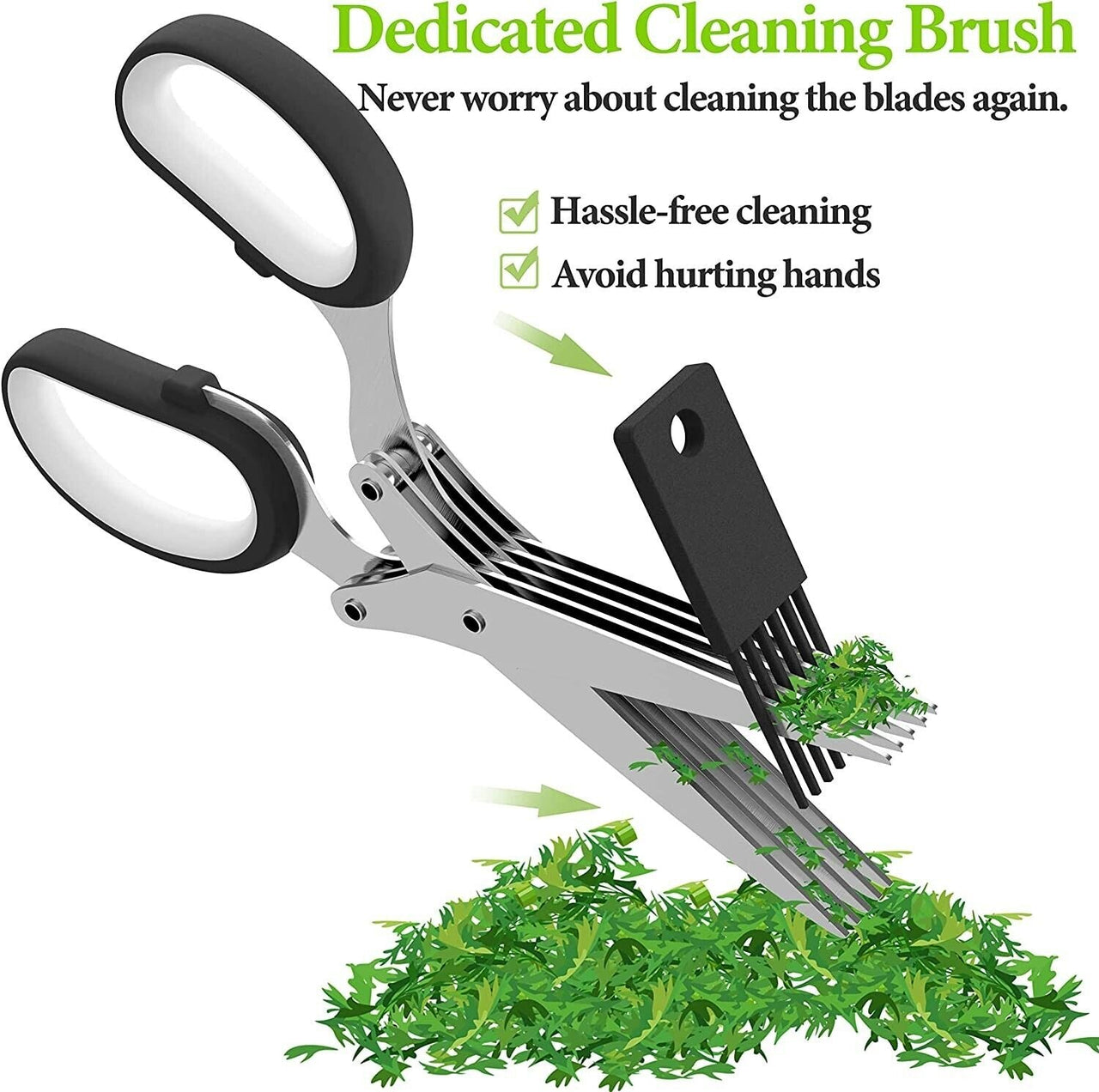 Herb Scissors Set with 5 Blades and Cover - Multipurpose Kitchen Chopping Shear - InspiredGrabs.com