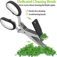 Thumbnail for Herb Scissors Set with 5 Blades and Cover - Multipurpose Kitchen Chopping Shear - InspiredGrabs.com