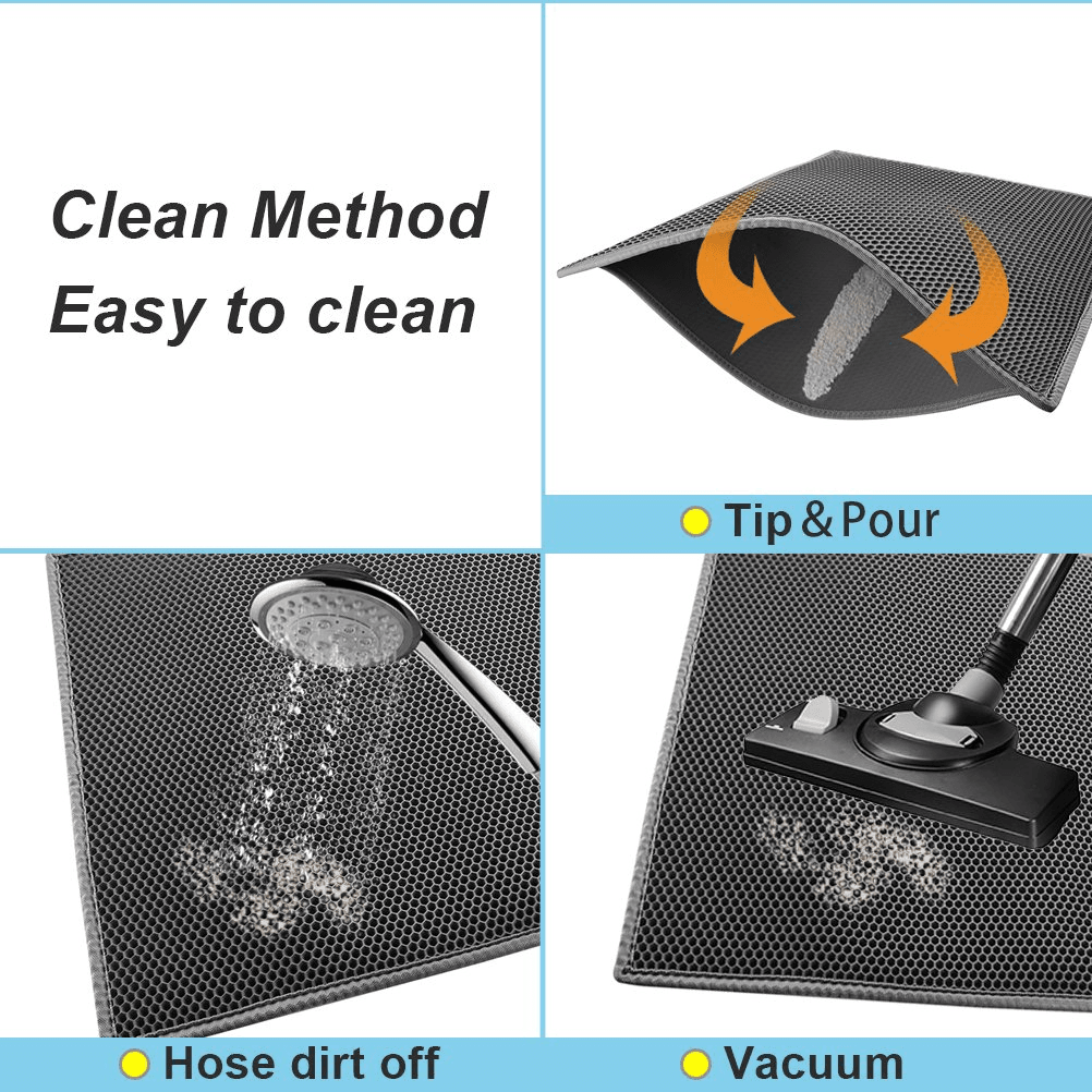 Kitty Cat Litter Mat Trapping Honeycomb Double Layer Design Waterproof Double Layer EVA Cat Litter Pad Waterproof Non-slip Sand Basin Filter Kitten Dog Washable Mattress - InspiredGrabs.com