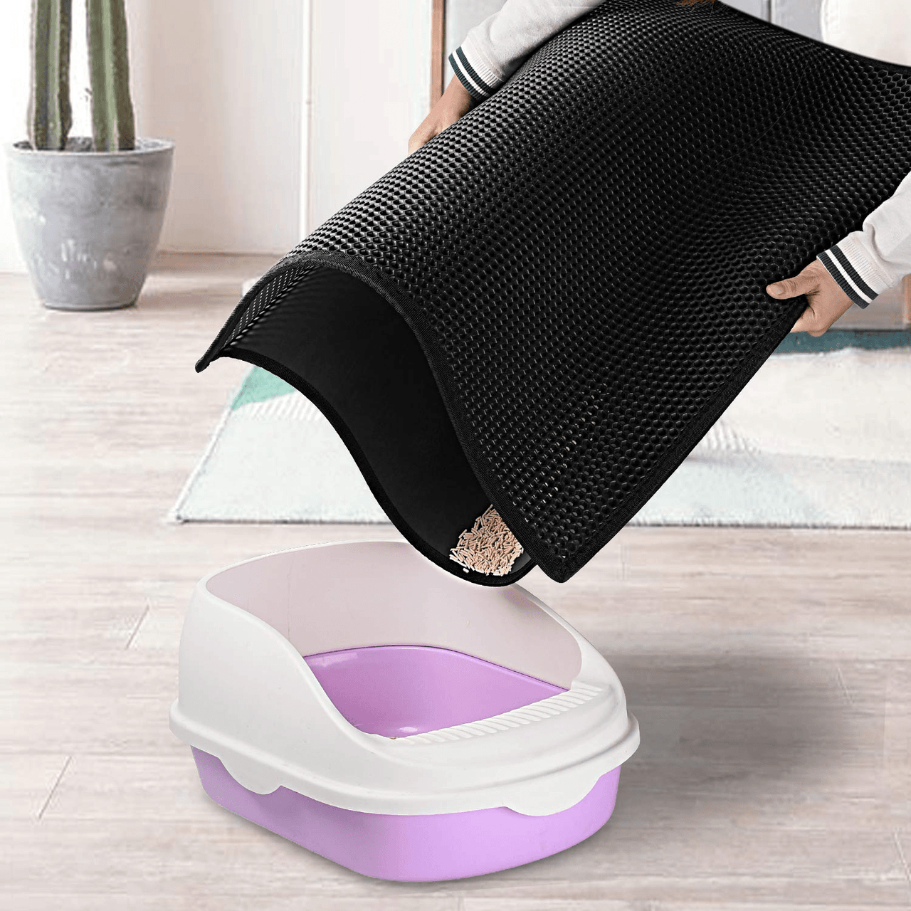 Kitty Cat Litter Mat Trapping Honeycomb Double Layer Design Waterproof Double Layer EVA Cat Litter Pad Waterproof Non-slip Sand Basin Filter Kitten Dog Washable Mattress - InspiredGrabs.com