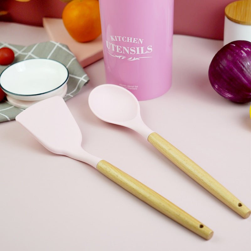 Kitchenware Tube: Silicone Spatula with Wooden Handle for Non-Stick Baking Tools - InspiredGrabs.com