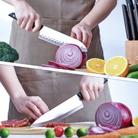 Thumbnail for Knife Set with Block, LapEasy 15 Pieces Kitchen Knife Set with Pine Block Holder, Knife Block Set with Sharpener, High Stainless Steel Knives with Comfortable-Grip ABS Handles. - InspiredGrabs.com