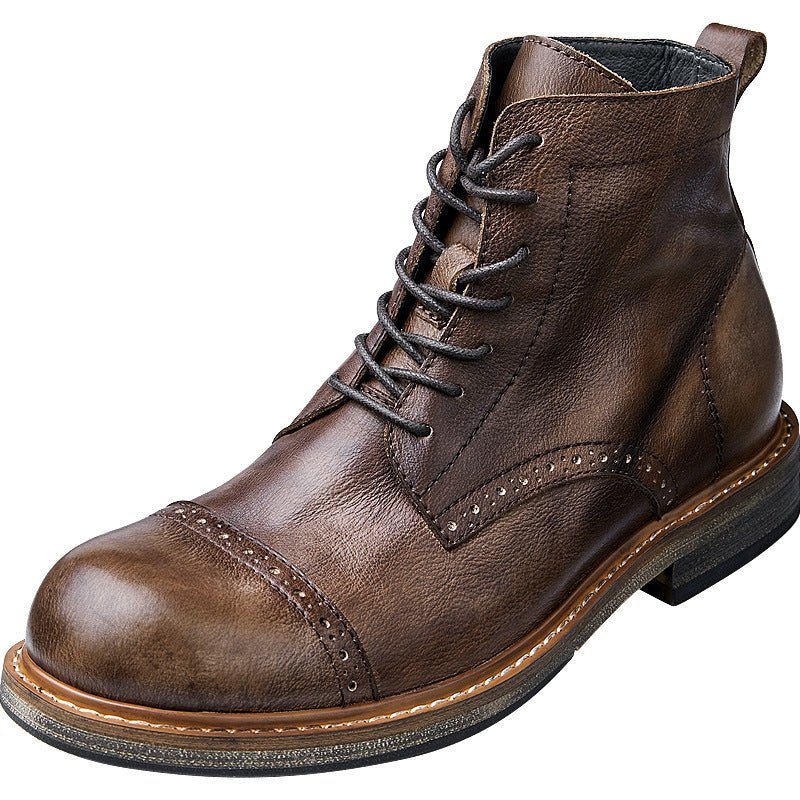 Leather British Martin Boots Men's High-top Leather Shoes - InspiredGrabs.com