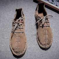 Thumbnail for Leather Suede Men's Hand-stitched Casual Men's Shoes - InspiredGrabs.com