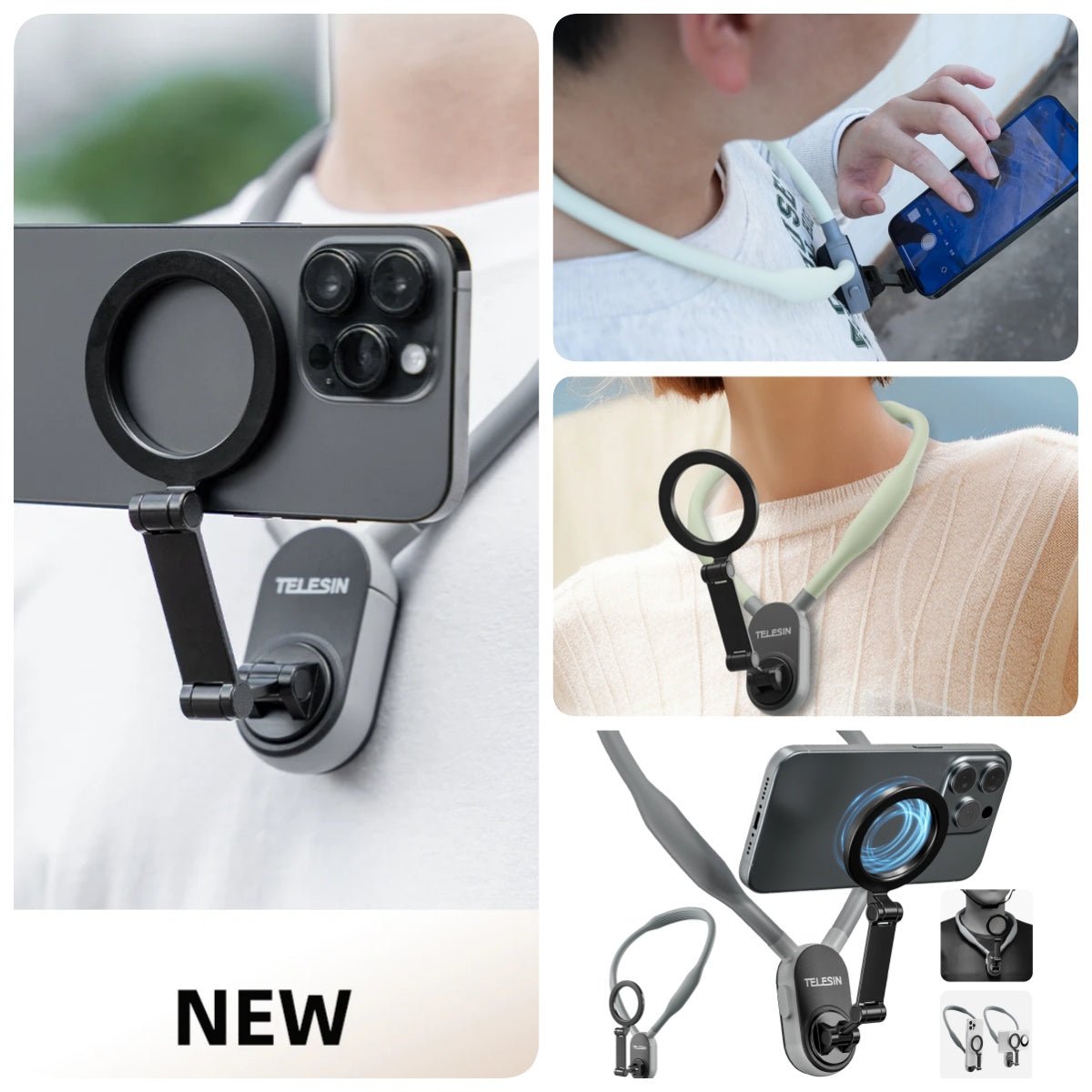 Magnetic Silicone Neck Mount with Quick Release for MagSafe-Compatible Phones - Cell Phone Neck Holder with Magnetic Attachment - InspiredGrabs.com