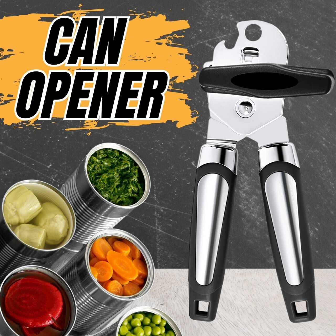 Manual Can Opener Smooth Edge Heavy Duty Stainless Steel Blades Beer Opener - InspiredGrabs.com