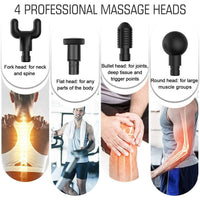 Thumbnail for Massage Gun Percussion Massager Deep Tissue Muscle Vibrating Relaxing with 4 Heads - InspiredGrabs.com