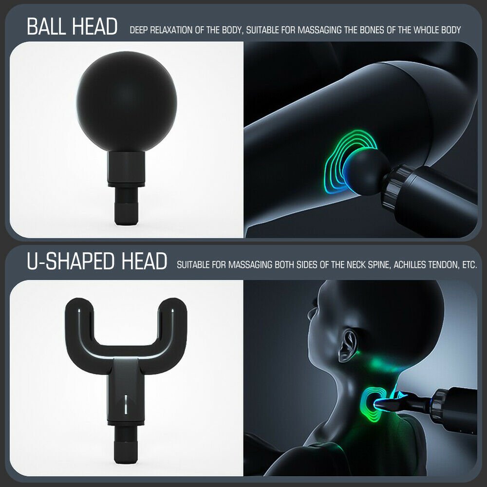 Massage Gun Percussion Massager Deep Tissue Muscle Vibrating Relaxing with 4 Heads - InspiredGrabs.com