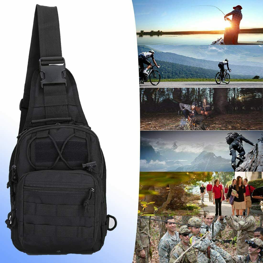 Men Backpack Tactical Sling Bag Chest Shoulder Body Molle Day Pack Pouch Black - InspiredGrabs.com